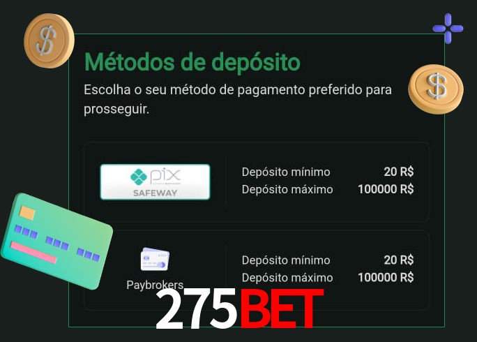 O cassino 275BETbet oferece uma grande variedade de métodos de pagamento